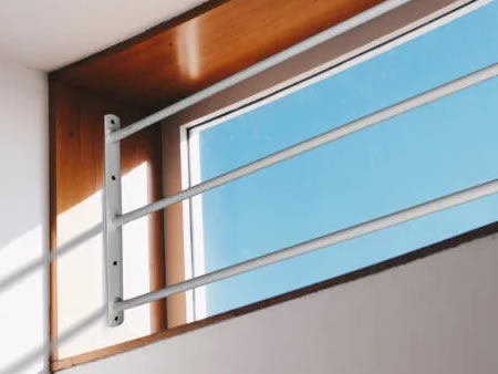 Round White Horizontal 3 Bar Window Security Bars